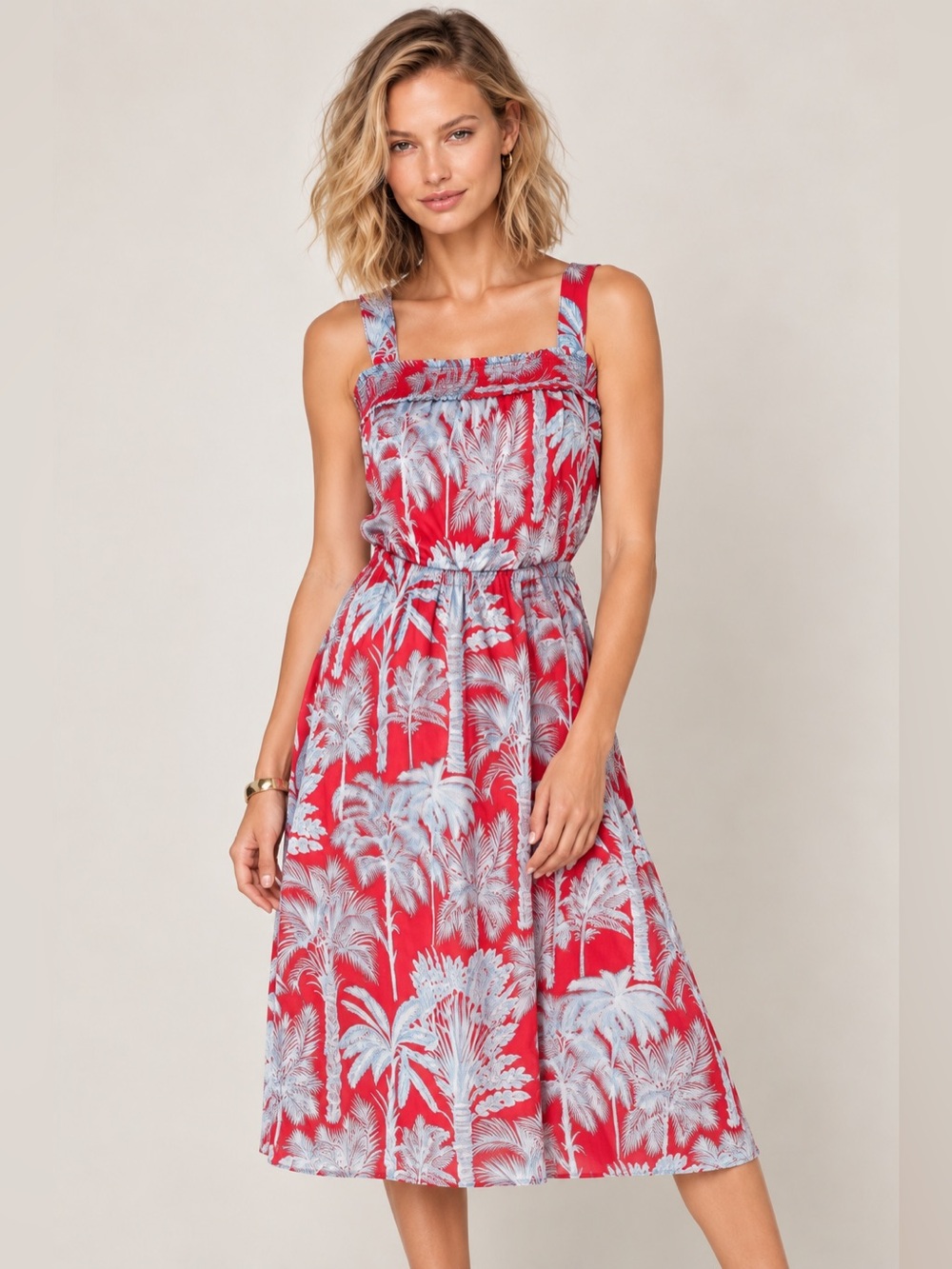 Talbots OASIS PALM VOILE FIT & FLARE DRESS Size 10